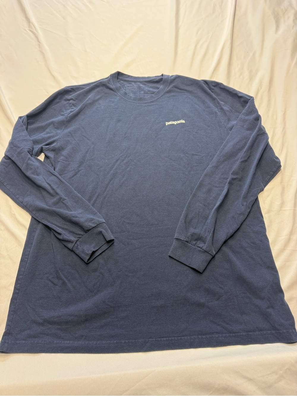 Patagonia Long-Sleeve Crew Tee in Dark Blue with Chest Logo